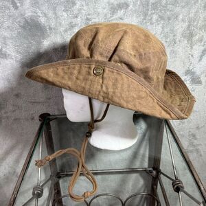 Eddie Bauer Safari Outback Hat Cotton L/XL snaps cord chin strap packable